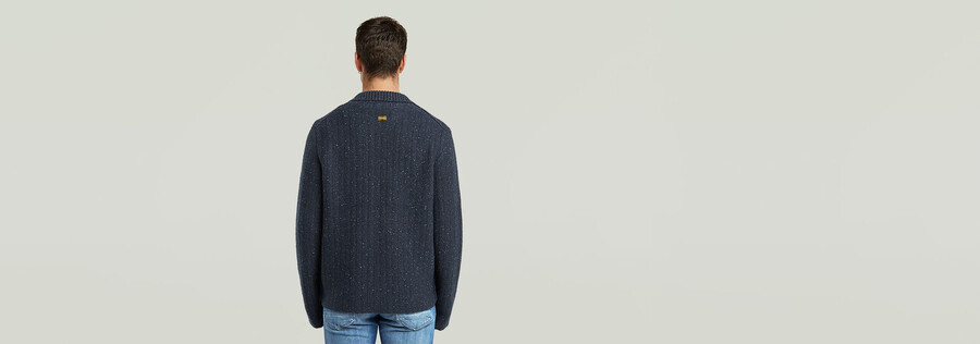 cuello polo de punto con cremallera completa