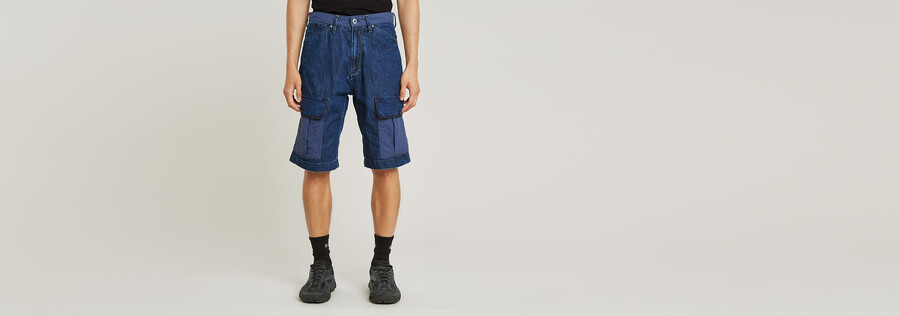 pantalones cortos cargo bend 3d con mezcla de telas