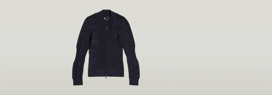 chaqueta de punto 3d biker knit slim con cremallera completa