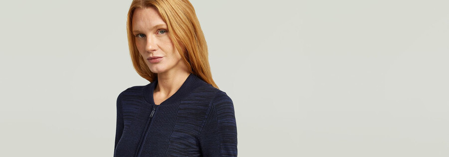 chaqueta de punto 3d biker knit slim con cremallera completa