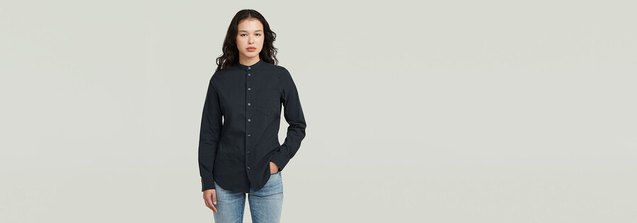 camisa de manga larga de popelina ajustada