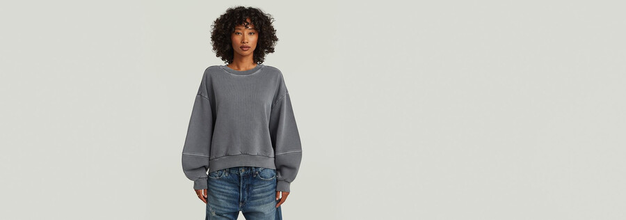 suéter oversize de manga larga teñido