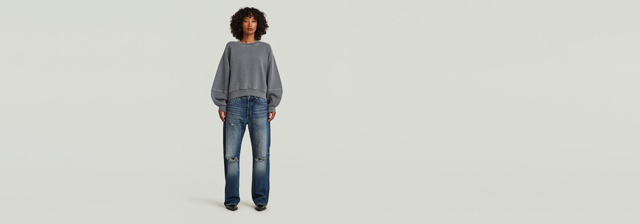 suéter oversize de manga larga teñido